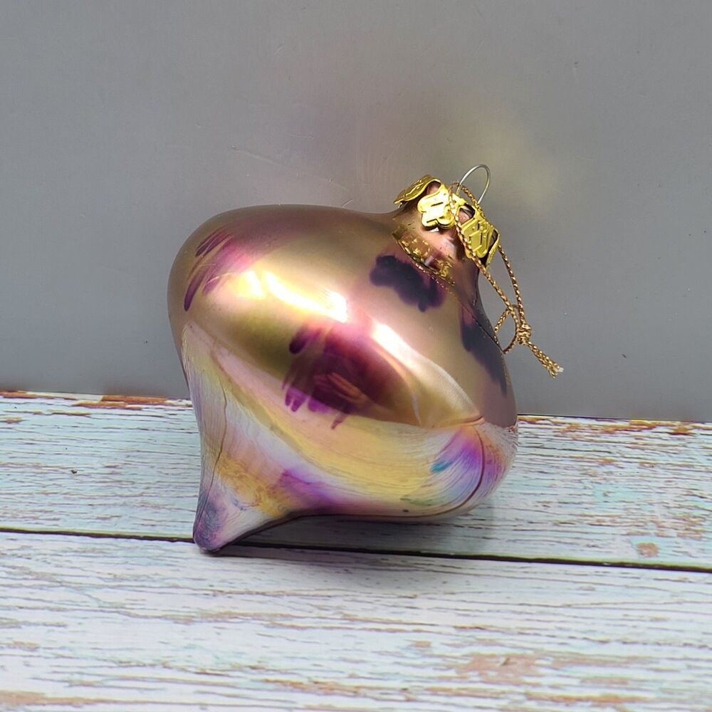 Vintage Purple Gold Swirl Christmas Ornament Onion Shaped Twaian